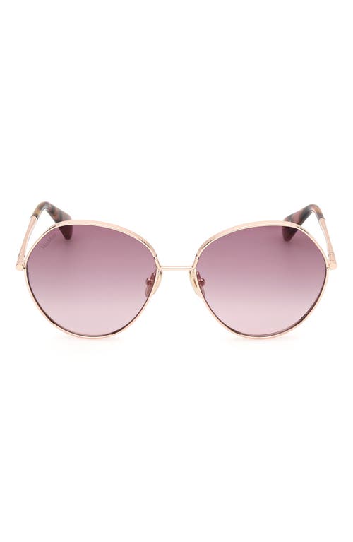 Max Mara Menton 57mm Round Sunglasses in Shiny Rose Gold /Gradient at Nordstrom