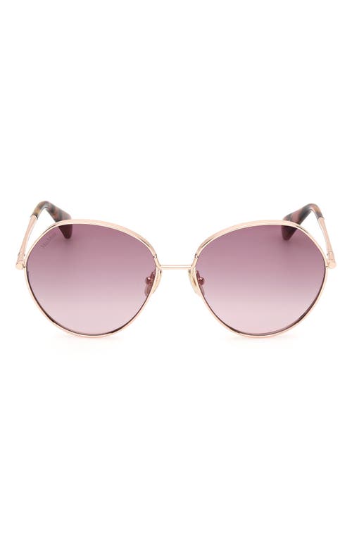 Max Mara Menton 57mm Round Sunglasses In Shiny Rose Gold/gradient