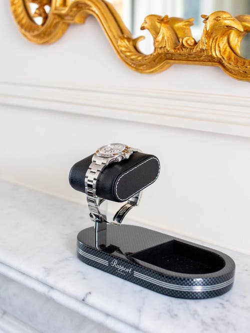 Shop Rapport London Watch Stand With Tray In Carbon Fibre