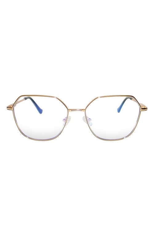 Fifth & Ninth Selena 54mm Geometric Blue Light Blocking Glasses In Gold/clear
