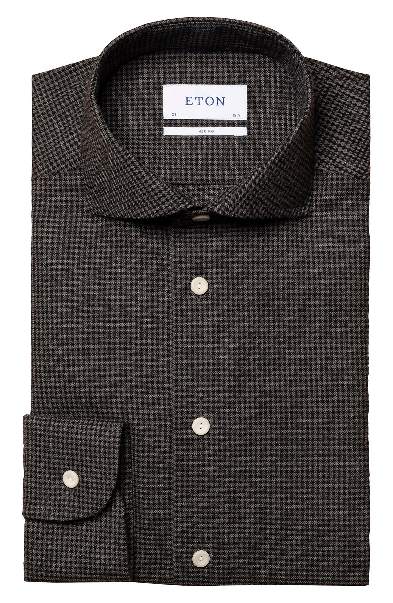 Eton Contemporary Fit Houndstooth Merino Wool Dress Shirt Nordstrom