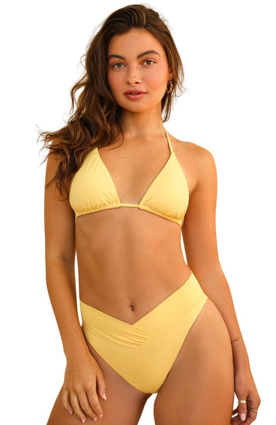 Shop Dippin Daisys Retro High Cut Cheeky Swim Bikini Bottom In Mellow Yellow