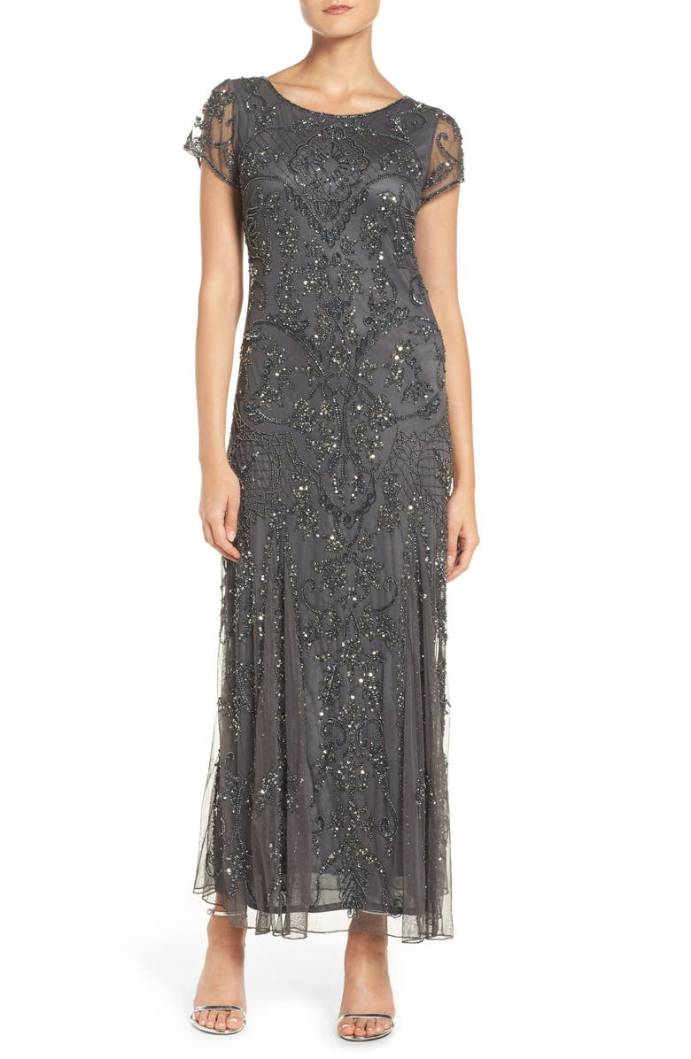 Pisarro Nights Beaded Mesh Midi Cocktail Dress | Nordstrom