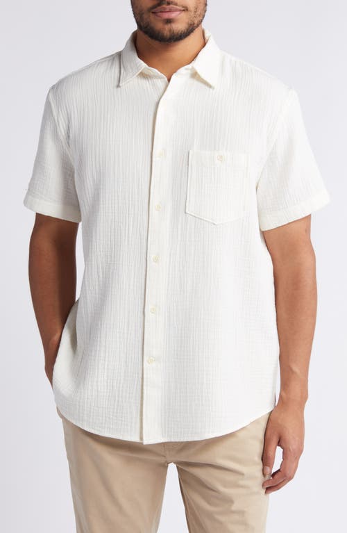 Shop Treasure & Bond Cotton Gauze Short Sleeve Button-up Shirt In Ivory Egret