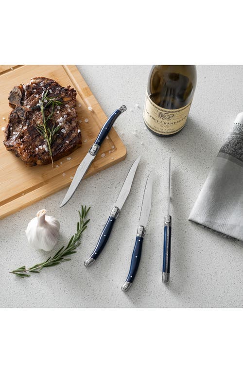 French Home Set Of 4 Laguiole Connoisseur Steak Knives In Navy Blue