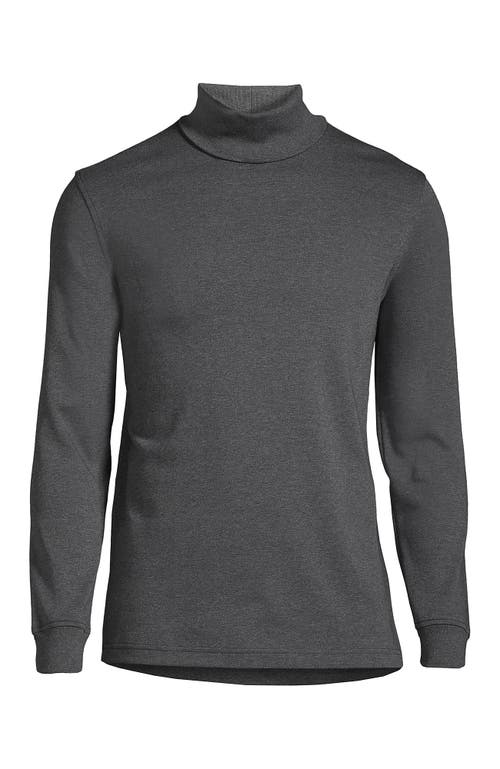 Shop Lands' End Cotton Supima Turtleneck In Dark Charcoal Heather