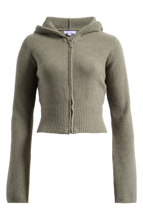 Shop Florence By Mills Cozy Crop Zip Sweater Hoodie In Dusty Olive