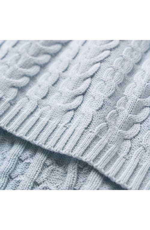Elegant Baby Horseshoe Cable Knit Cotton Blanket In Pale Blue