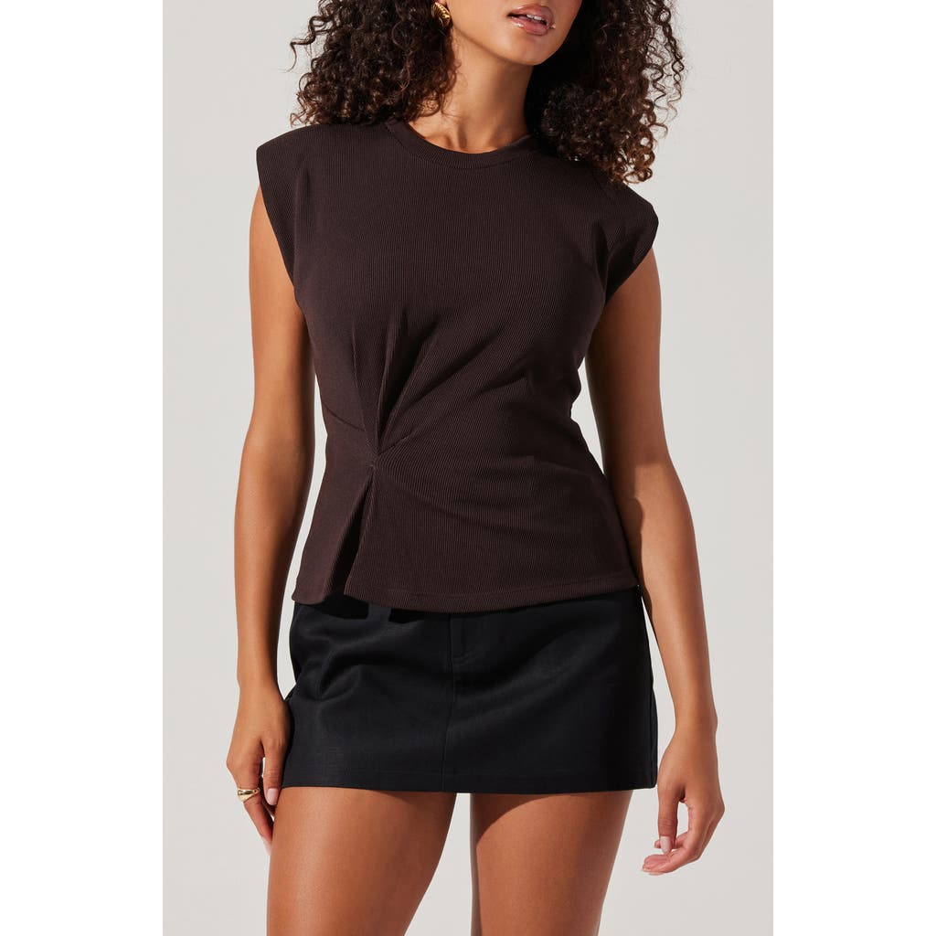 Astr The Label Pinched Fabric Top In Deep Brown