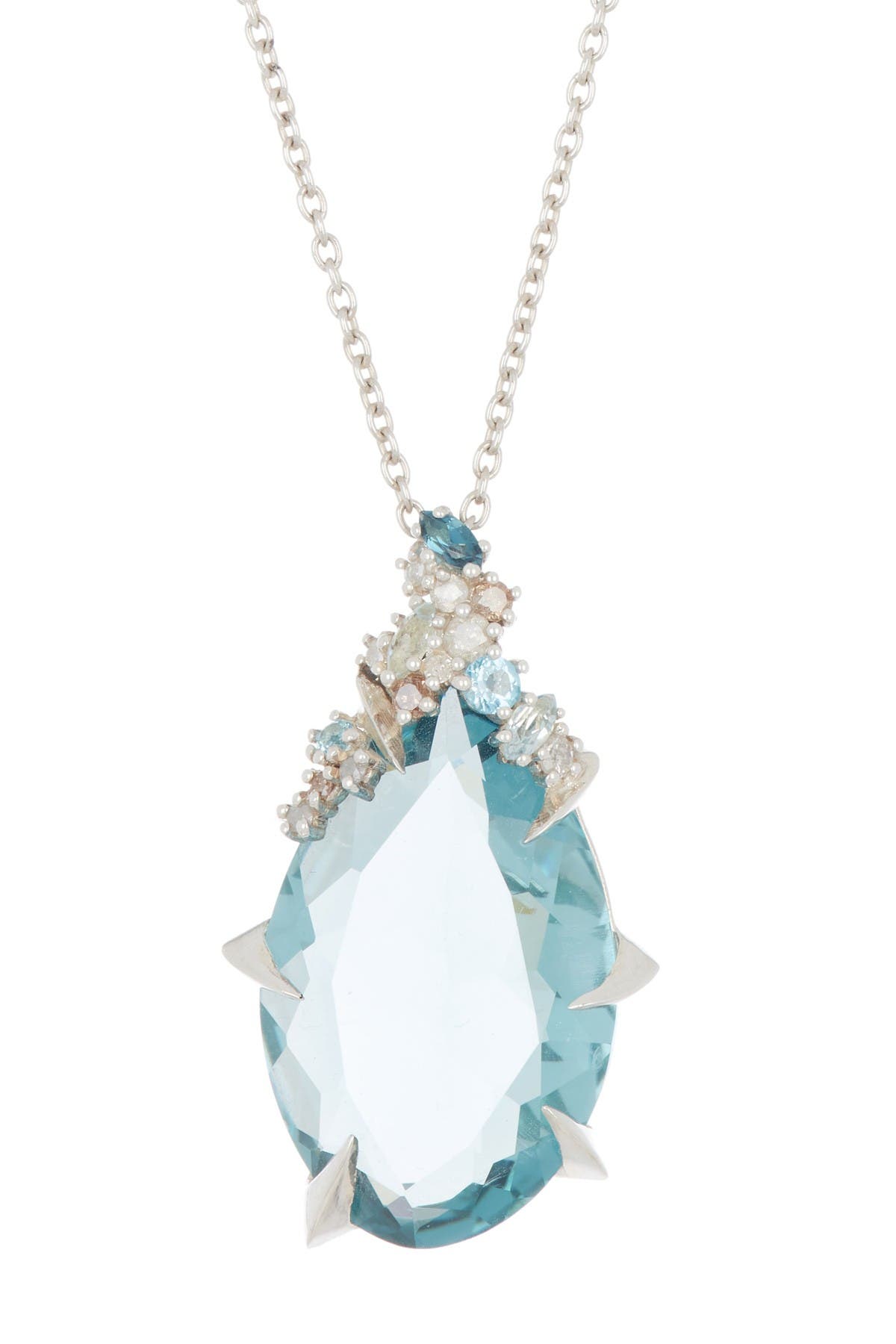 Alexis Bittar Sterling Silver Quartz With Diamond & Topaz Cluster Pendant Necklace In D Lbt Ss