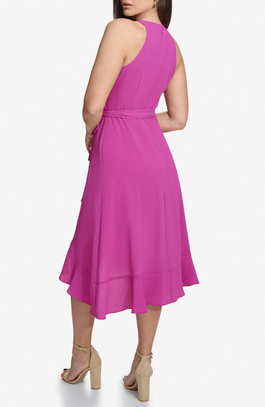 Shop Kensie Ruffle Trim Faux Wrap Dress In Fuchsia