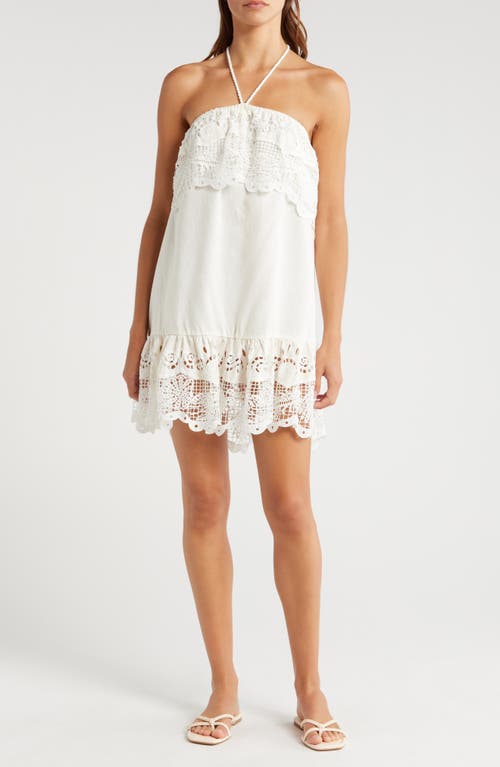 Shop Farm Rio Eyelet Embroidery Linen Blend Cover-up Dress In Off-white