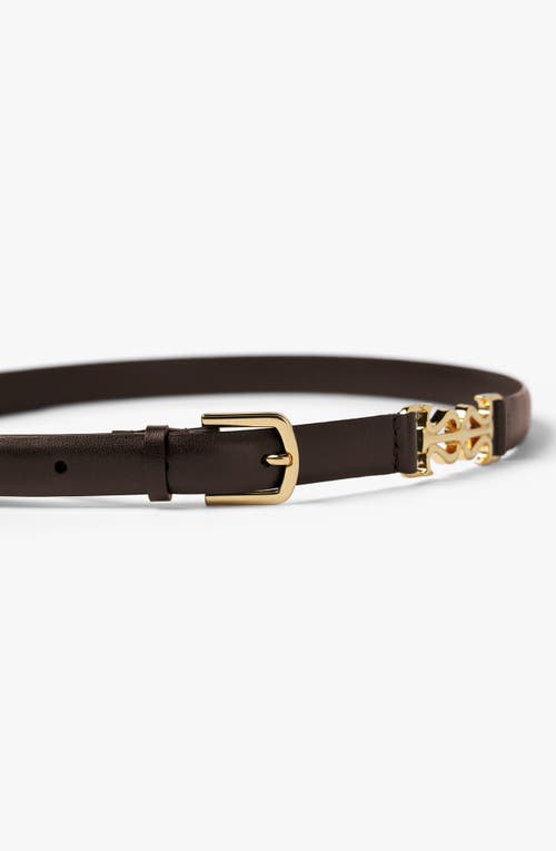 Lilysilk Ls Clasp Leather Skinny Belt In Dark Brown