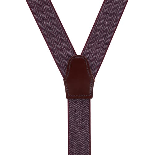 Trafalgar Silas Classic Herringbone Elastic Button End Suspenders In Burgundy