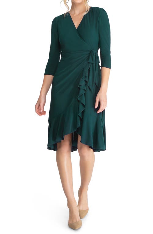 Kiyonna Whimsy Wrap Dress in Hunter Green
