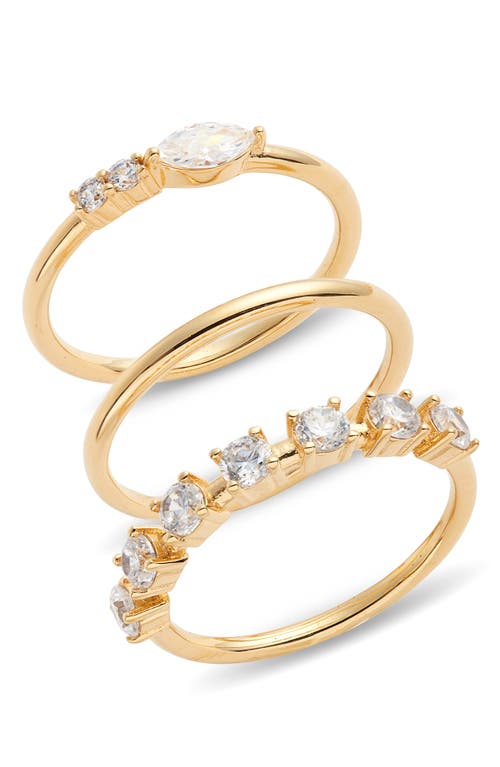 Nordstrom Demi Fine Set of 3 Cubic Zirconia Stackable Rings 14K Gold Plated at Nordstrom,