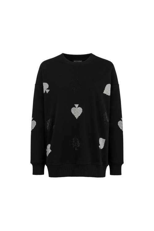 Shop Nocturne Rhinestone Embroidered Oversized Sweatshirt In Black