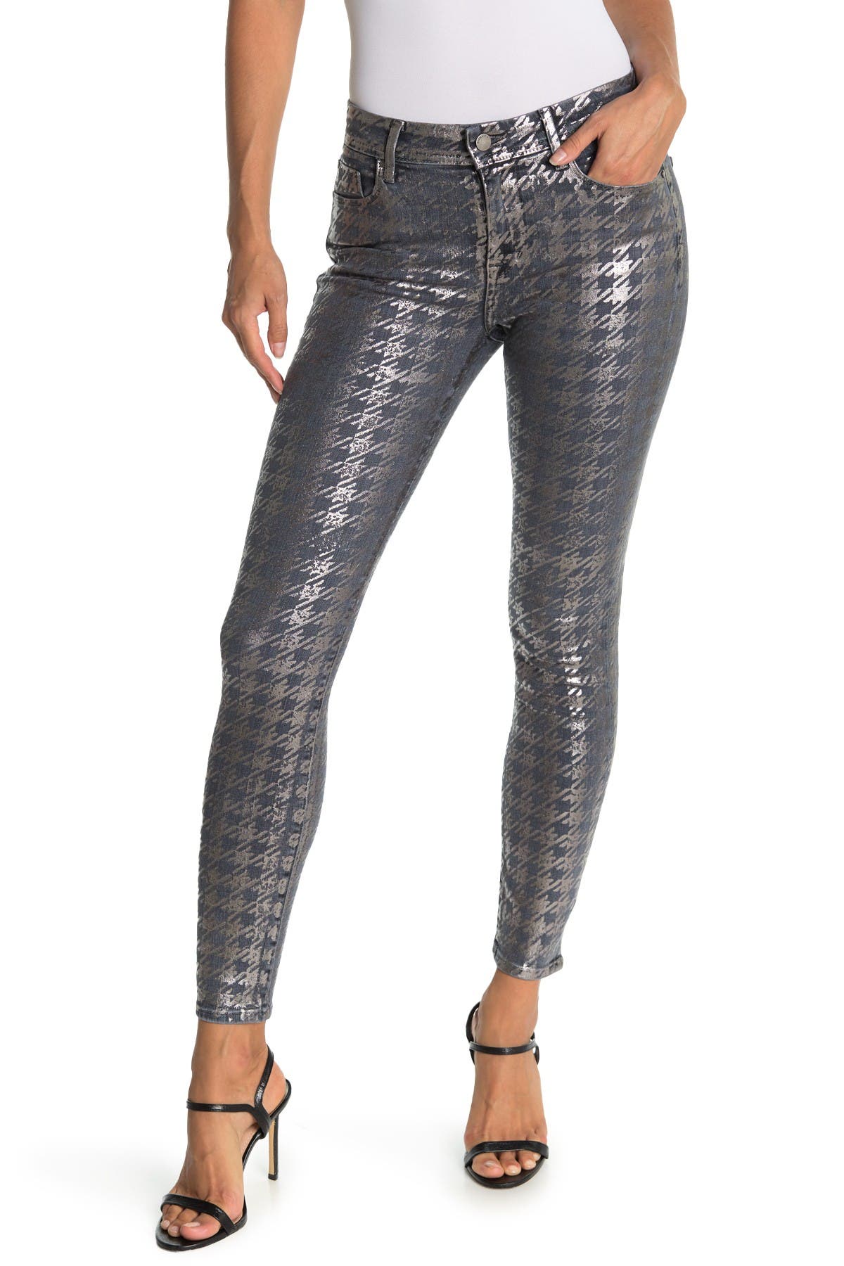 metallic skinny jeans
