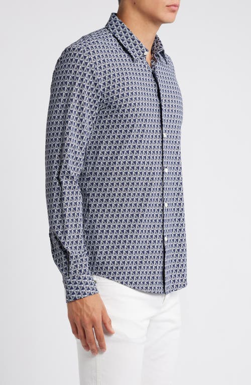 Shop Hugo Boss Boss Roan Stretch Button-up Shirt In Dark Blue