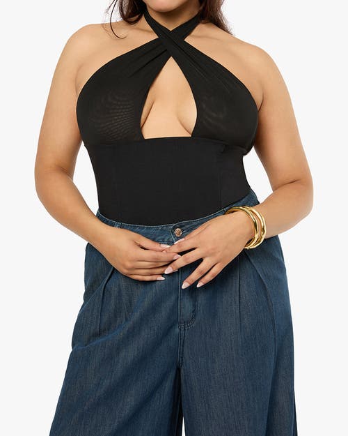 Shop Weworewhat Cross Halter Corset Top In Black