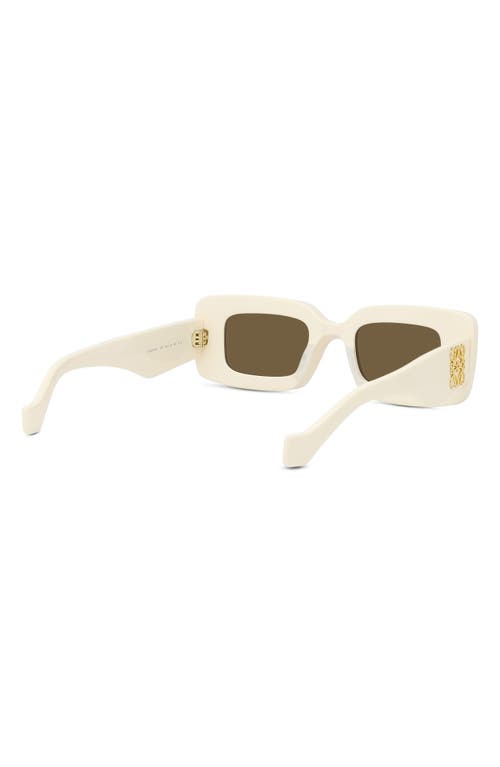 Shop Loewe Chunky Anagram 46mm Rectangular Sunglasses In Ivory/brown