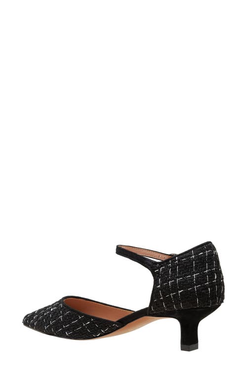 Linea Paolo Carey Ankle Strap Pointed Toe Pump In Black-white Plaid