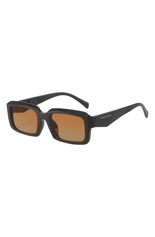 Fifth & Ninth Danni 70mm Oversize Polarized Rectangular Sunglasses In Black/gradient Brown