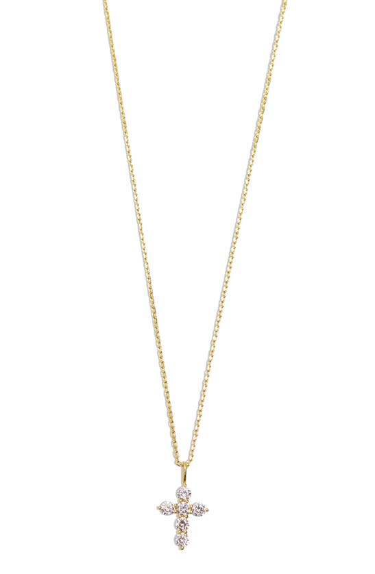 Shop Argento Vivo Sterling Silver Cubic Zirconia Cross Pendant Necklace In Gold