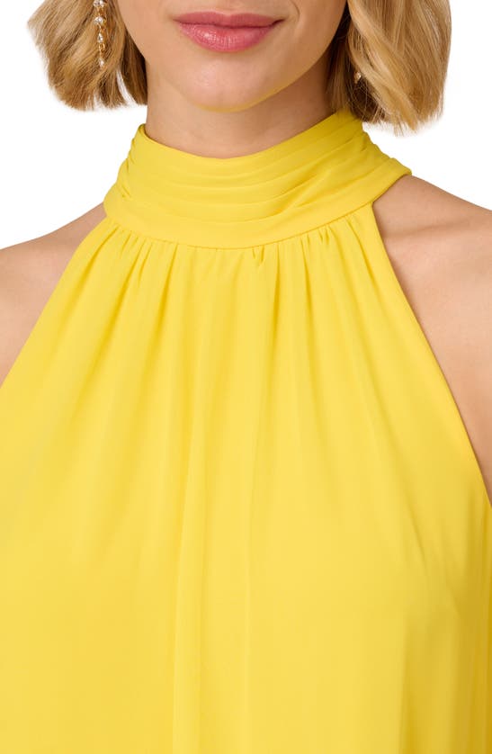 Shop Adrianna Papell Chiffon Trapeze Minidress In Hyper Yellow