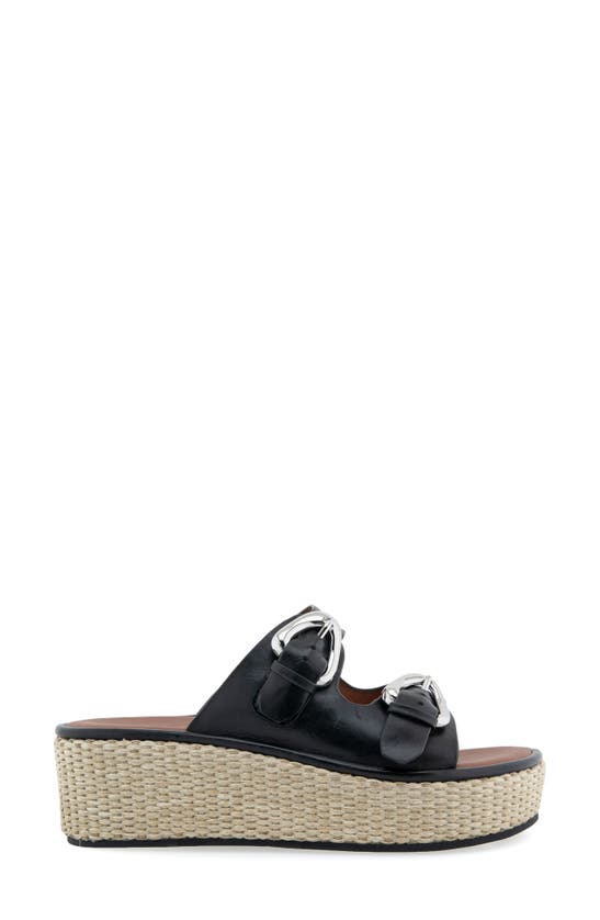 Shop Aerosoles Darcy Flatform Slide Sandal In Black Leather