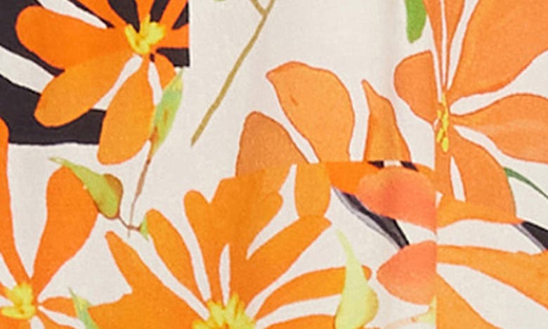 Shop Karen Kane Floral Print Blouson Sleeve Top In Ivory Print