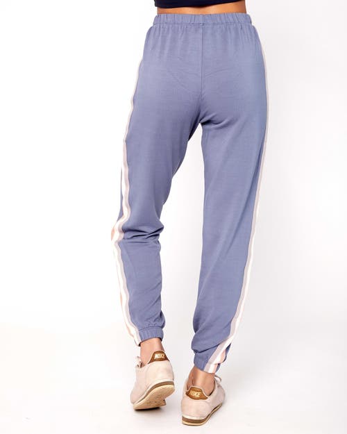 Shop Rebody Active Homebase Fleece Sweatpants In Dusty Blue/stripe