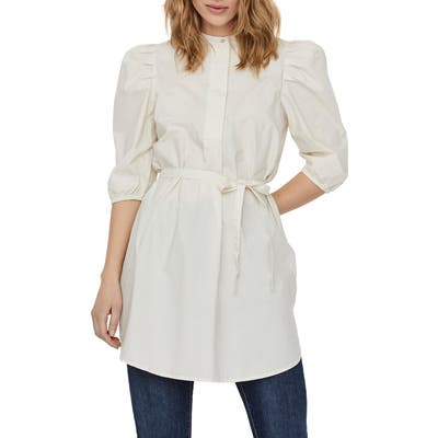 Vero Moda Olivia Tie Waist Tunic Top, White