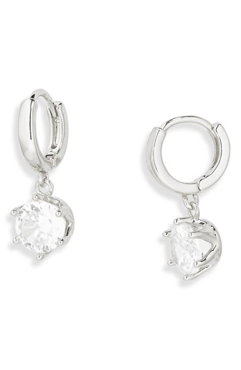 CZ Drop Huggie Hoop Earrings