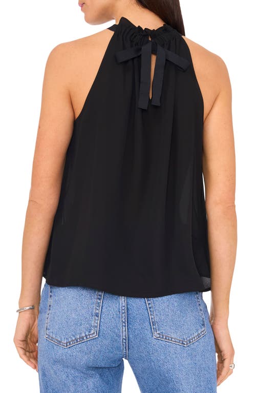 Shop Vince Camuto Gathered Sleeveless Top In Rich Black