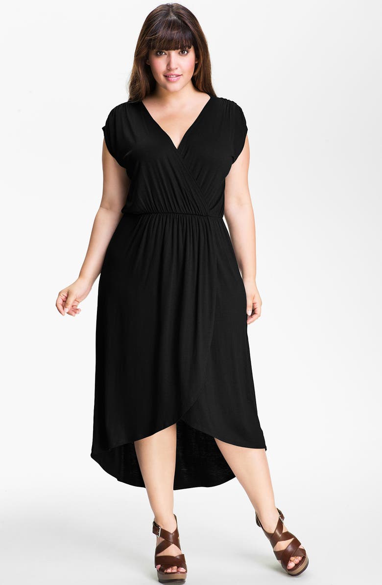 Loveappella Asymmetrical Faux Wrap Jersey Dress (Plus) | Nordstrom