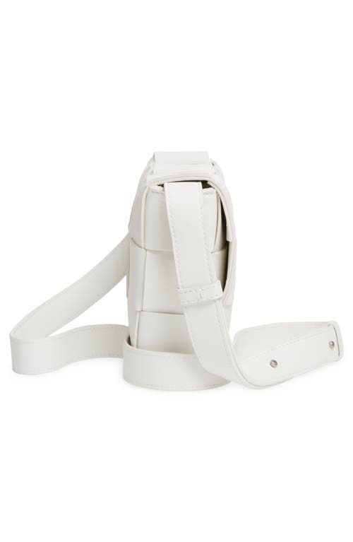 Shop Bottega Veneta Intrecciato Leather Crossbody Bag In White/silver