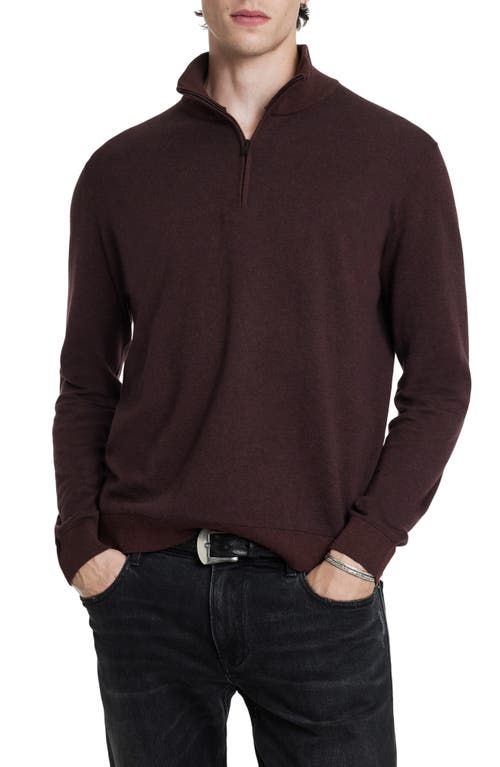 Shop John Varvatos Grand Birdseye Half-zip Cotton & Cashmere Pullover In Oxblood