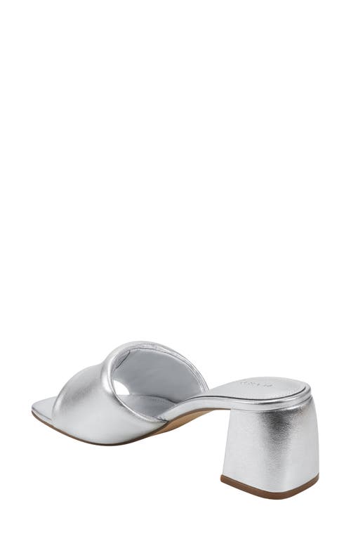 Marc Fisher Ltd Metallic Block-heel Slide Sandals In Silver