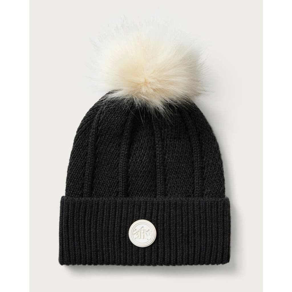 Hemlock Willow Pom Baby Beanie In Black