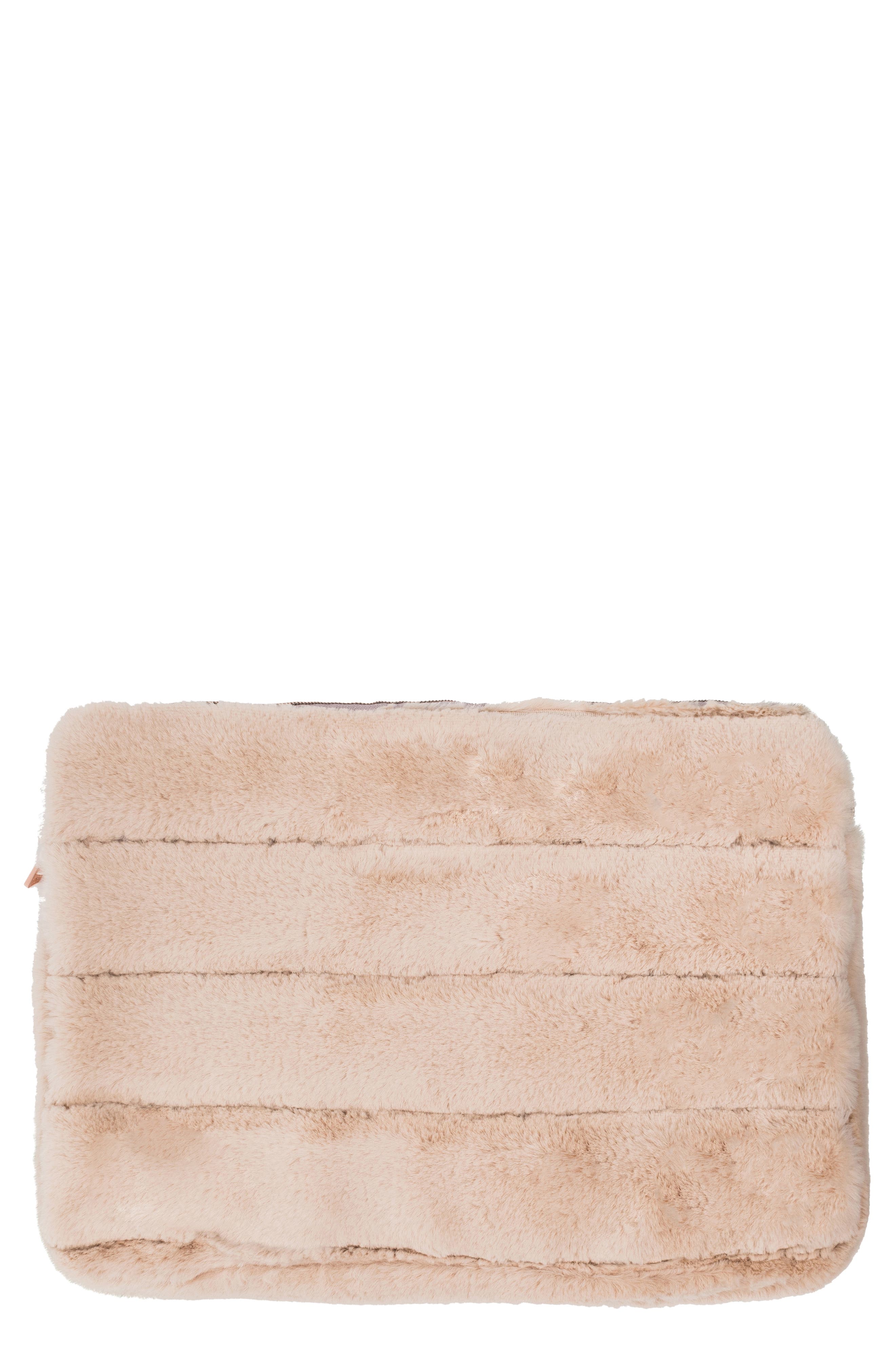 MYTAGALONGS Faux Fur 15-Inch Laptop Sleeve in Cream at Nordstrom