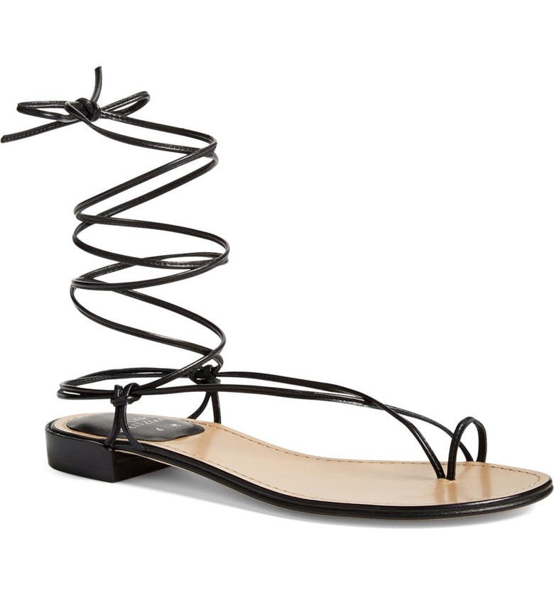 Stuart Weitzman 'Nieta' Lace-Up Flat Sandal (Women) | Nordstrom