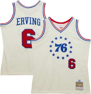 Men's Mitchell & Ness Julius Erving Cream Philadelphia 76ers Chainstitch Swingman Jersey Size: Small