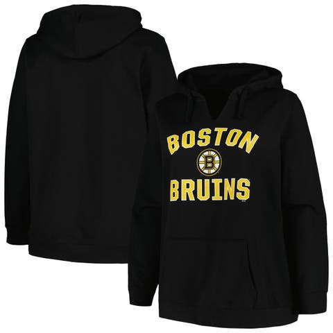 Women's Profile Black Boston Bruins Plus Size Arch Over Logo Pullover Hoodie