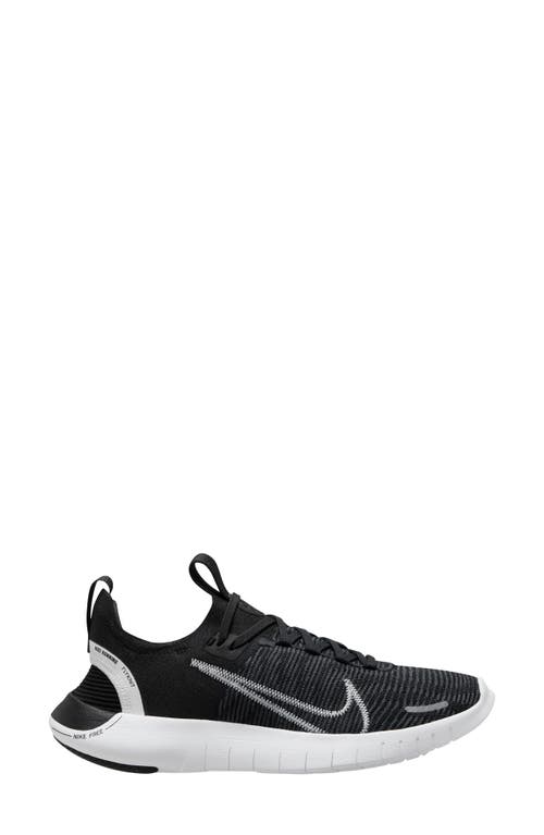 Nike Free Run Flyknit Next Nature Running Shoe In Black/white