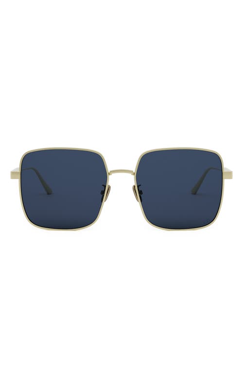 Cannage S1U 59mm Square Sunglasses in Gold /Solid Blue Lenses