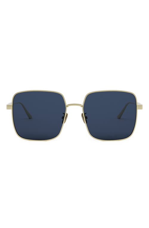 Shop Dior Cannage S1u 59mm Square Sunglasses In Gold/solid Blue Lenses