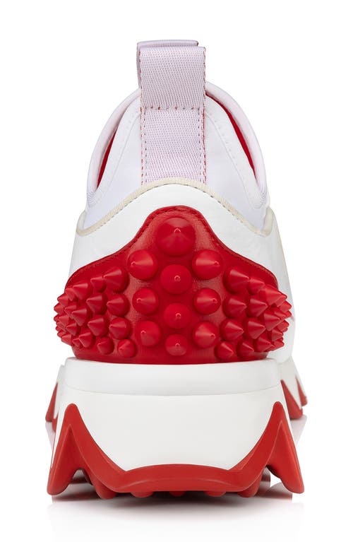 Shop Christian Louboutin Sharkyloub Spikes Slip-on Sneaker In White/loubi