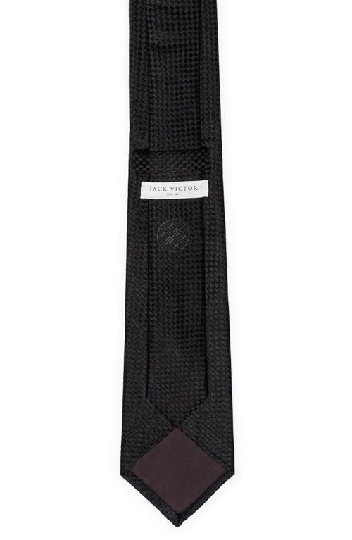 Jack Victor Stanley Neat Geometric Print Silk Tie In Black