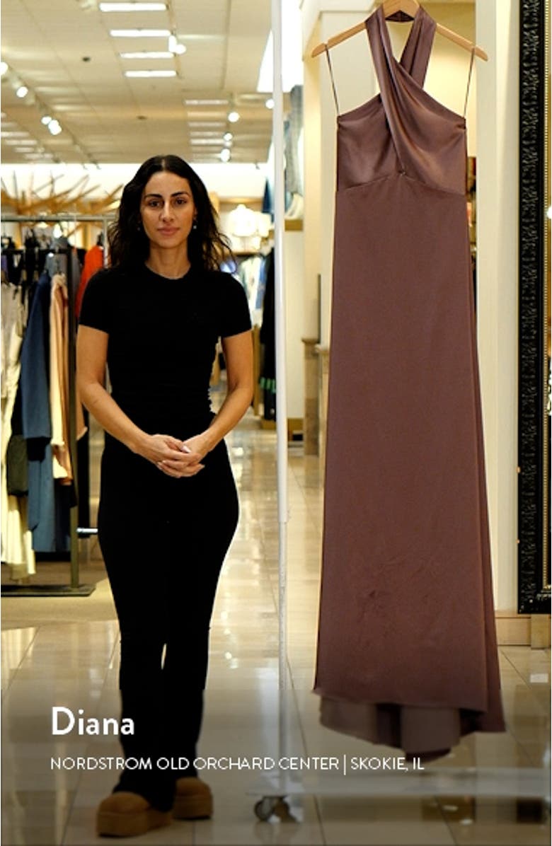 Halter Neck Satin Gown, sales video thumbnail